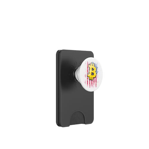 Bandera americana retro de Bitcoin Crypto USA PopSockets PopWallet para MagSafe