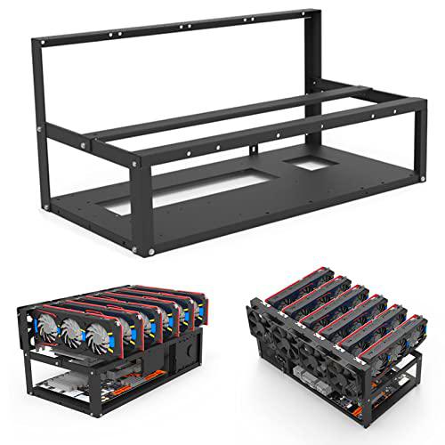 Yusat Miner Computer Rack Soporte para Tarjetas Gráficas Mining Rig Frame Case (Negro)