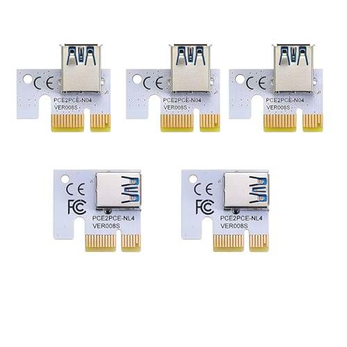 YABOANG Tarjeta elevadora PCI-E 1X VER008s,PCI-Express X1 Connecting Fingers para una transformación de datos estable y rápida para Bitcoin Miner Device(Señal PCI-E / 5 piezas)