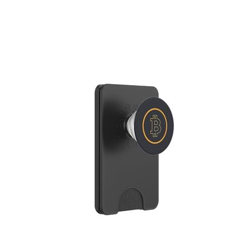 Diseño simple de cadena de bloques criptográficos de Bitcoin oscuro PopSockets PopWallet para MagSafe