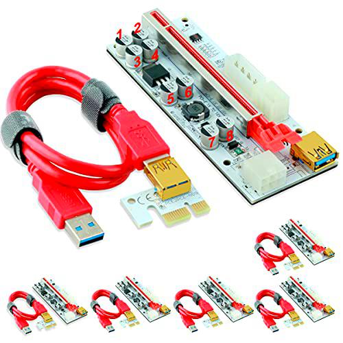 PCI-E Riser Ubit minería dedicada tarjeta gráfica PCI-E Riser cable de extensión de 1 x A 16 x tarjeta elevadora 164P/60 cm USB 3.0 &amp; Molex a SATA cable de alimentación