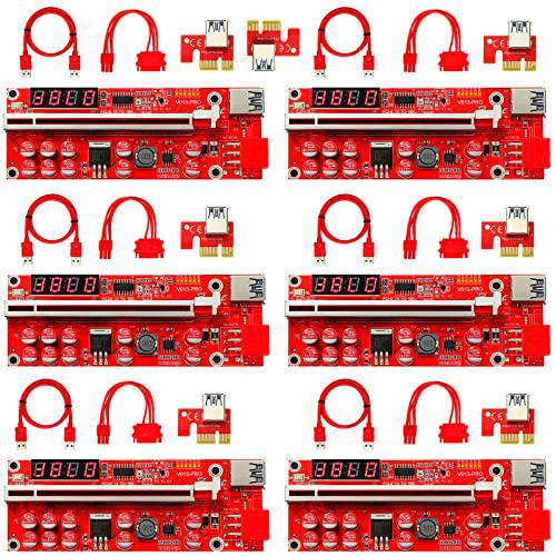 MZHOU PCIE Riser 1X a 16X Riser Card - PCIe Tarjeta adaptadora Vertical Ethereum Eth Bitcoin Mining Devices