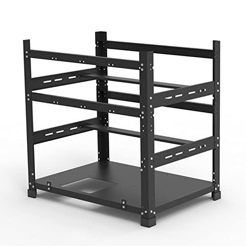 PNGOS Mining Rig Frame,Mining Case Rack hasta 12GPU,Caja de Marco de Minería al Aire Libre Adecuado para Fuente de Alimentación ATX Accesorios de Extracción de Tarjetas GráFicas Herramientas