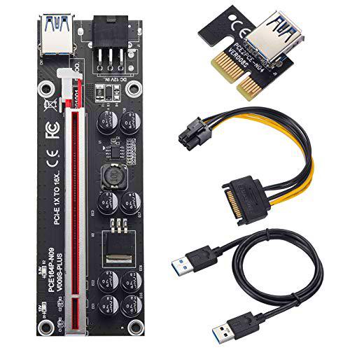 BEYIMEI VER009S PCIE Riser 1x a 16x Extensión Gráfica Tarjetas para Minería Bitcoin GPU Mining Powered Riser Adaptador