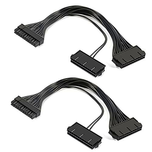 XTVTX 2PCS Dual PSU Fuente de alimentación Cable de extensión de 24 pines