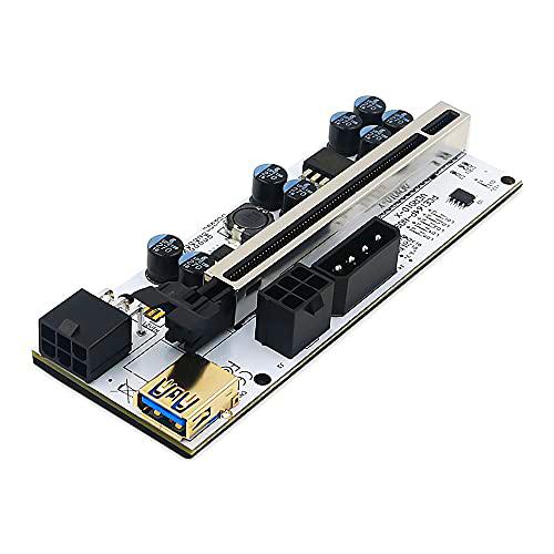 Nueva versión 010-X PCIE Riser 1x a 16x Extensión gráfica con Flash LED para Tarjeta adaptadora Riser con tecnología de minería Bitcoin GPU