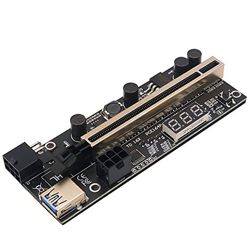 LeHang PCIE Riser 1x a 16x Extensión gráfica con Sensor de Temperatura para Bitcoin GPU Mining Powered Riser Adapter Card