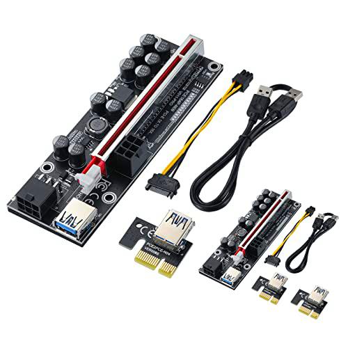 MZHOU PCIE Riser 1X a 16X - Extensión gráfica de Tarjeta Vertical para Bitcoin GPU Tarjeta adaptadora elevadora alimentada por minería