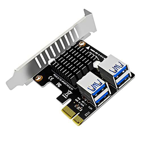 ZHITING Tarjeta Adaptadora Pcie 1 A 4 Pci-Express,Placa Adaptadora Vertical Pcie De 4 Puertos