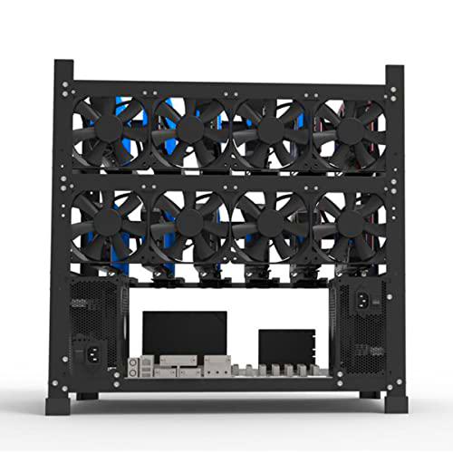 Mining Rack 8/10/12 GPU, Stackable Miner Case Steel Open Air Mining Rack para Crypto ETC / ZEC / Doge/ETH/Bitcoin/Ethereum/Dogecoin (sin ventilador, GPU y PSU)