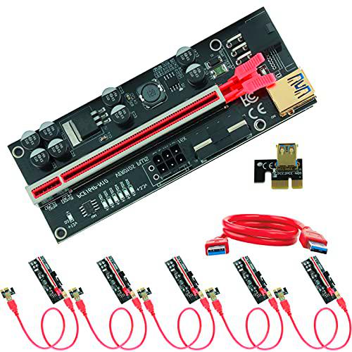 Deuiviok 6 Pack PCI-E Riser 1x a 16x Graphics Extender