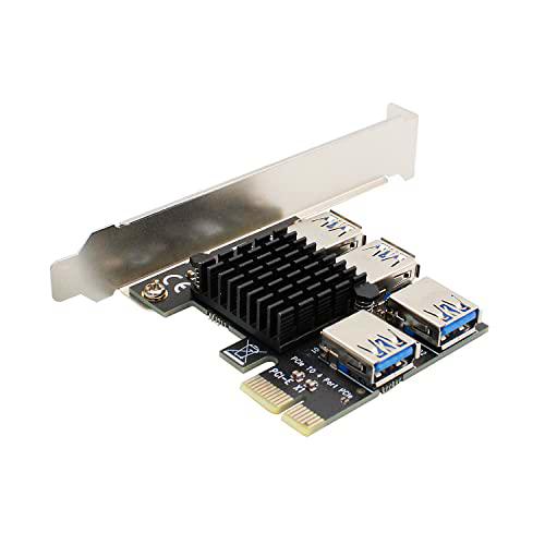 Tarjeta elevadora PCIe 1 a 4 PCI Express de 1 a 4 USB 3.0 con gran disipador de calor