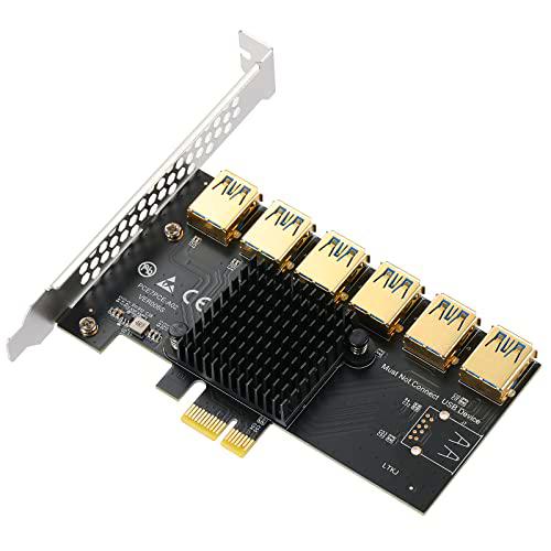 BEYIMEI PCIe 1 a 6 PCI Express Splitter Tarjeta, PCIE 1X a 16X Ranuras USB 3.0 Expansión Riser Card