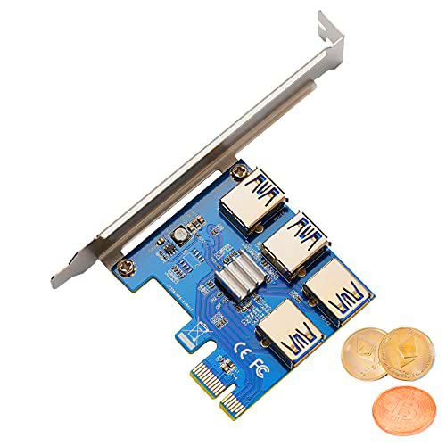 Pcie Riser Tarjeta Adaptador PCI Express 1 a 4 USB 3.0 para Ethereum ETH Bitcoin Mining Digital