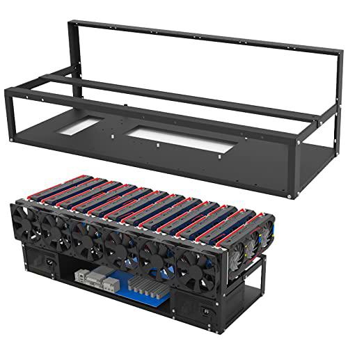 PNGOS Mining Rig Frame,Fuente de Alimentación Dual Abierta Mining Case Rack hasta 6/8/12GPU,Caja de Marco de Minería para Fuente de Alimentación ATX Accesorios de Tarjetas GráFicas Herramientas