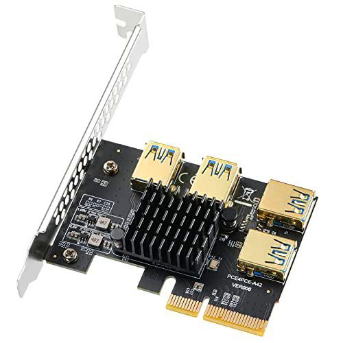 MZHOU PCIe 1 a 4 PCI Express Riser Card - PCIE Riser 4X a 16X Splitter Riser Card