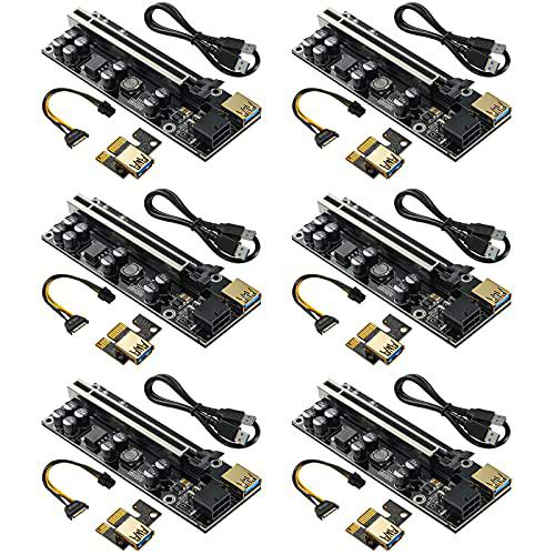 YUNKOZAND GPU Riser Card 8 condensadores, PCIE 1X a 16X Riser Card para Bitcoin Litecoin Eth Coin Mining