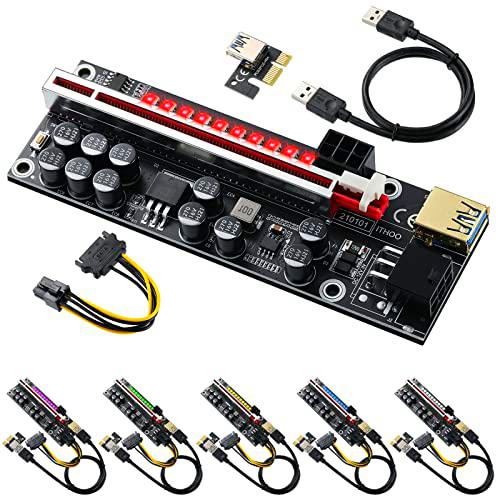 MZHOU 6 Pack V014-MAX PCIE Riser Card - GPU Riser Card con 11 condensadores sólidos