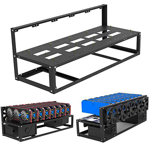 Marco de 8 GPU Mining Rig para Moneda Crypto Bitcoin Ethereum BTC S37/D37/B85/B75/AK2980-D8P-65 Soporte de placa base Soporte para Dual Power 8 Tarjeta Gráfica Mineros Rack ETH BTC ETC ZEC