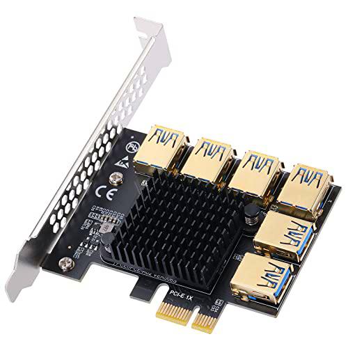 BEYIMEI PCIe 1 a 6 PCI Express Elevadora Tarjeta, PCIE 1X a 16X PCIE Splitter USB 3.0 Expansión Riser