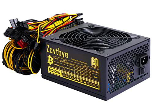 Fuente de Alimentación Rig Minería de 2000W, 110 V-240 V ATX Fuente de Alimentación para PC Silenciosa PFC para 8 GPU Eth BTC Rig Ethereum Mineria Criptomonedas