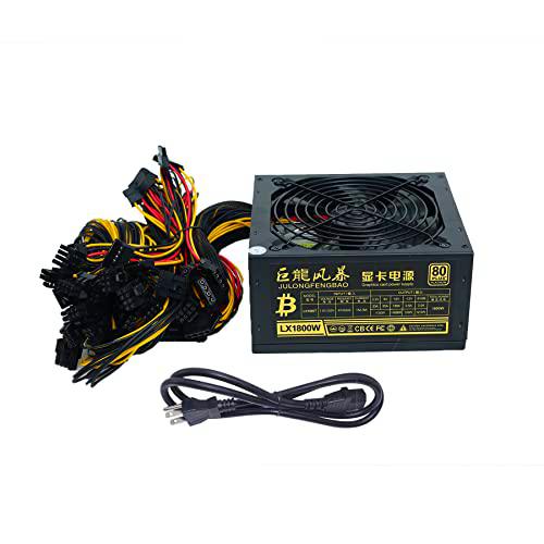 Deluisho Fuente Alimentación de Minería 1800 W, Compatible con 8 Fuentes Alimentación de Placa GPU (110 V-220 V)