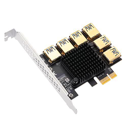 MZHOU PCI-E 1 a 6 Ranuras USB Tarjeta Vertical USB 3.0 Placa adaptadora PCI-E Puerto multiplicador GPU Extensor Minero Tarjeta Vertical para BTC Bitcoin Minería