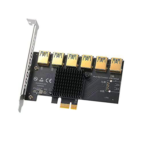 YUNKOZAND Tarjeta elevadora PCIE 1 a 6 USB, Tarjeta PCIE 1X a 6 USB 3.0