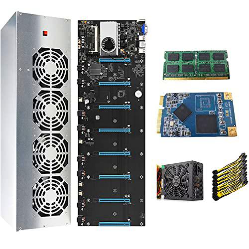 BTC-37 8 GPU Mining Rig Fuente de alimentación mining Rig 2000 W Juego de placa base con CPU 128 GB MSATA SSD y 8 GB de memoria DDR3