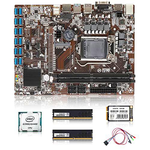 BITEO B250C Mining - Placa base con CPU DDR4 SSD compatible con 3060/3050/2080/1660 12 USB 3.0 a PCIe X16 PCI-E 16X tarjeta gráfica LGA 1151 DDR4 SATA HDMI compatible Bitcoin BTC ETH Miner