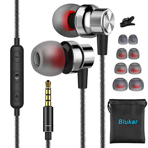 Auriculares In Ear, Blukar Auriculares con Micrófono y Cable Cómodo Reducción Ruido Sonido Estéreo Control de Volumen para Galaxy