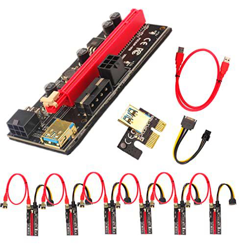 Minería Motherboard VER009S GPU plataforma de minería PCIE Riser 1X a 16X tarjeta de extensión de puerto SATA pcie risers cable pci-e riser gpu tarjeta de minería extensión gráfica (1 PCS)