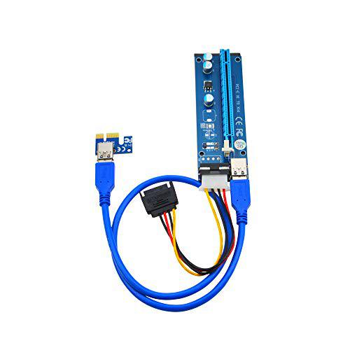 6 Pack | PCIe x1 a x16 Tarjeta adaptadora vertical con cable de alta velocidad USB 3.0 de 60CM