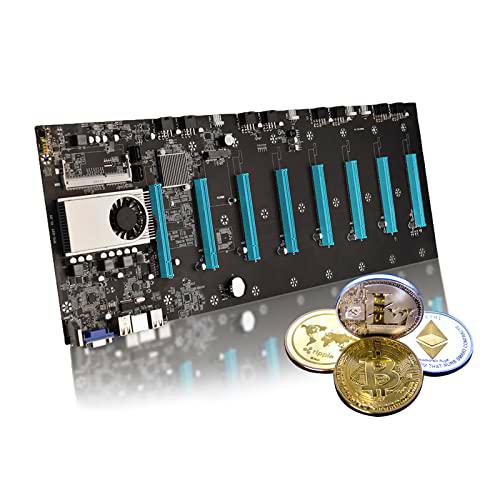 Placa Base Minería BTC-S37, Minero Bitcoin Tarjeta Madre con 8 Interfaz de Tarjeta de Gráficos PCI-Express Gen 2 x16 | Interfaz de SODIMM DDR3 y VGA+HDMI