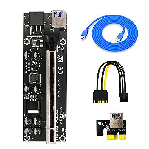 LeHang Nueva versión 009S Plus PCIE Riser 1x a 16x Graphic Extension r para Bitcoin GPU Mining Powered Riser Adapter Card