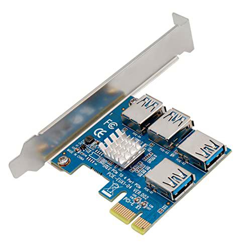 ZHITING PCIe 1 a 4 PCI-Express,Placa Adaptadora Vertical PCIE De 4 Puertos,Ranuras USB3.0 Expansión Riser Card,para minar Dispositivos BTC