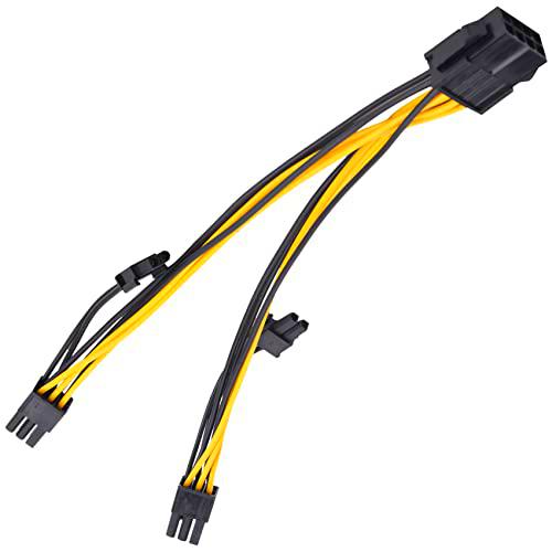 Hefddehy 6 cables de red de 8 pines para CPU de minería GPU de 8 pines hasta 2 x 8 pines (6 + 2) tarjeta gráfica doble PCI E 8 pines cable divisor de red 21 cm