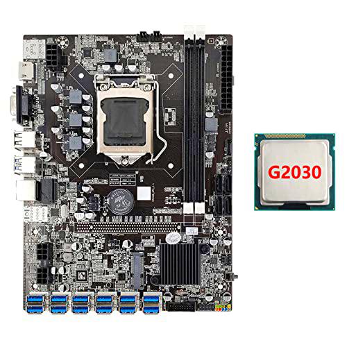 Fayrimi B75 - Placa de minería USB ETH + CPU G2030 12XPCIE a USB LGA1155 MSATA DDR3 USB 3.0 B75 USB BTC Miner placa