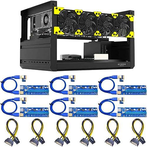 6 GPU con 4 Fans, Adaptador PCIe de 6 a 8 Pines para minería de Currency de criptomonedas (T2)