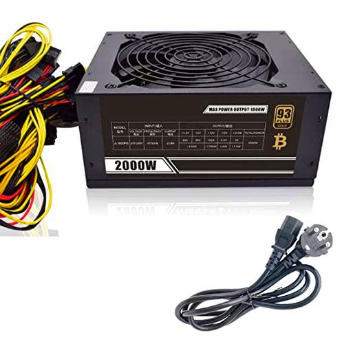 JUFUM Fuente de AlimentacióN de PC de 2000W para MineríA de ATX 2000W Pico PSU Fuente de AlimentacióN de 2000W Herramientas-Enchufe de la UE