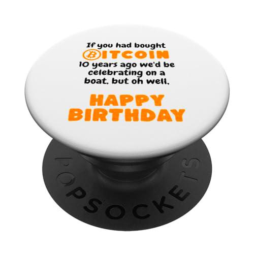 Bitcoin Feliz Cumpleaños Crypto Divertido PopSockets PopGrip Intercambiable