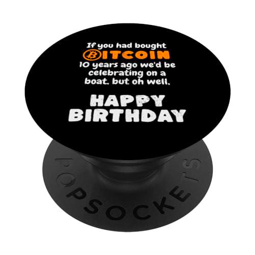 Bitcoin Feliz Cumpleaños Crypto Divertido PopSockets PopGrip Intercambiable