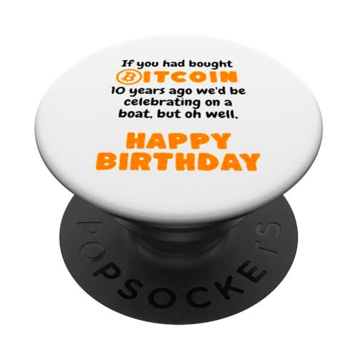 Bitcoin Feliz Cumpleaños Crypto Divertido PopSockets PopGrip Intercambiable