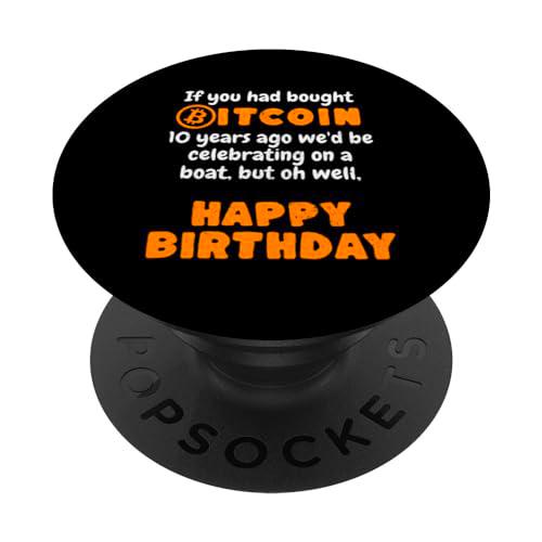 Bitcoin Feliz Cumpleaños Crypto Divertido PopSockets PopGrip Intercambiable