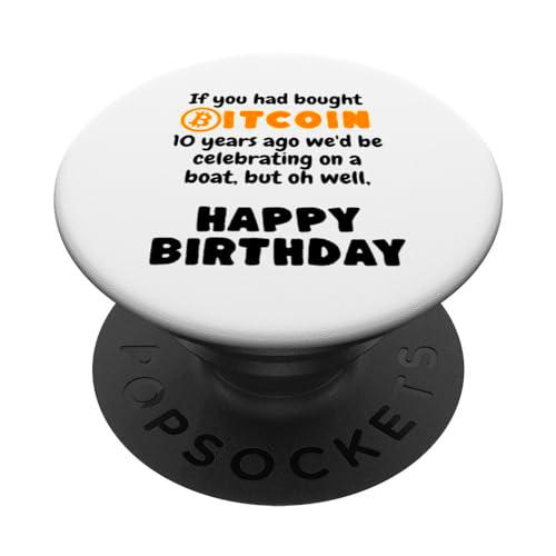 Bitcoin Feliz Cumpleaños Crypto Divertido PopSockets PopGrip Intercambiable