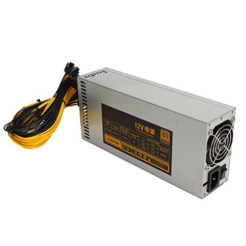 2000W Fuente de alimentación de minería, 8 GPU Miner PSU de un Solo Canal 2U Miner Fuente de alimentación para Bitmain Ethereum Bitcoin Mining Rigs