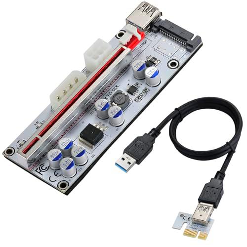 MZHOU Mining Riser Card - Tarjeta adaptadora PCI-E 1X a 16X con cable de extensión USB 3.0 de 0,6 m