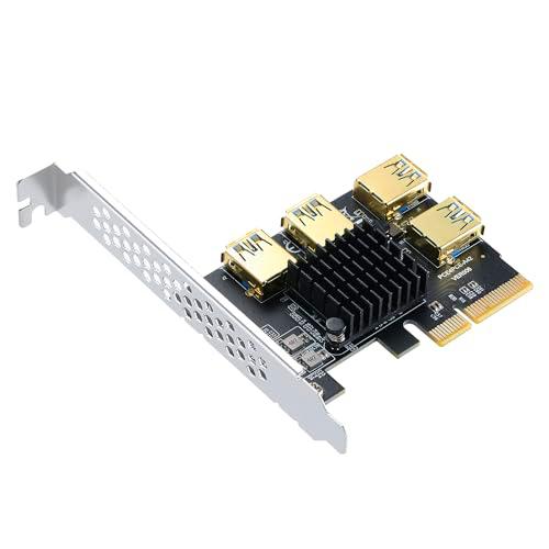 YABOANG Tarjeta Adaptadora PCIE 1 a 4 PCI Express Splitter