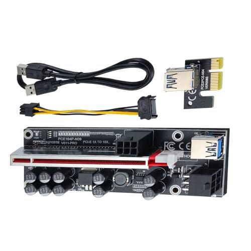 YBBOTT Extensor gráfico PCI-E Riser de 1x a 16x, 10 condensadores