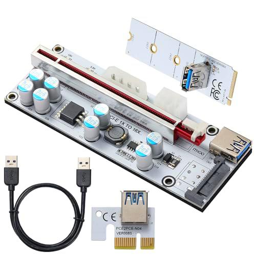 YBBOTT Riser PCIE - Elevador GPU Ver010X, cable de extensión PCIE de 1X a 16X (4PIN/6PIN/MOLEX)